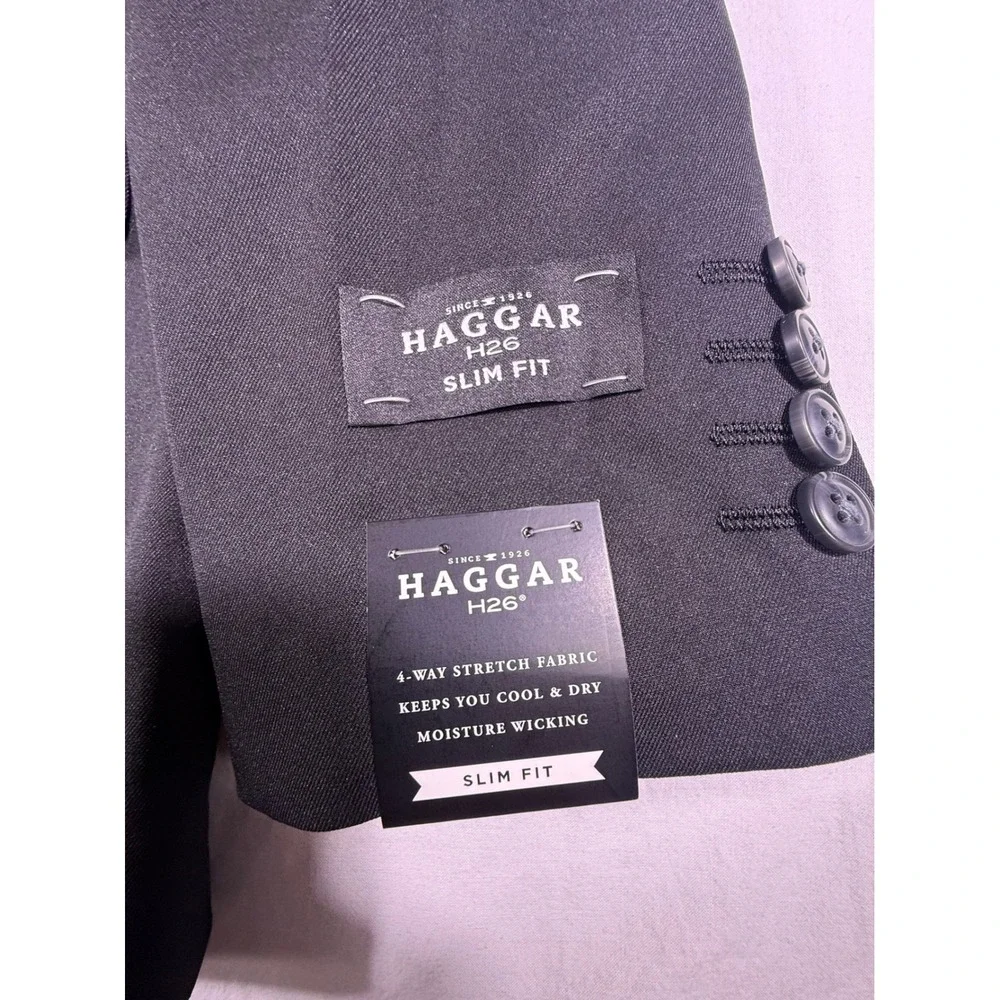 Haggar Blazer Mens 40 Regular Black NEW Slim Fit‎ Stretch Gabardine HJ80031